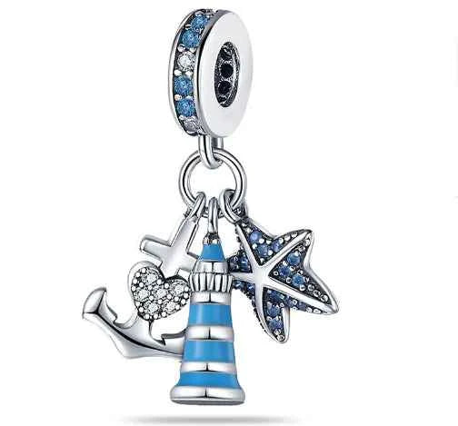 Ocean Blue Dolphin & Seahorse Pendant – DIY Jewelry Charms