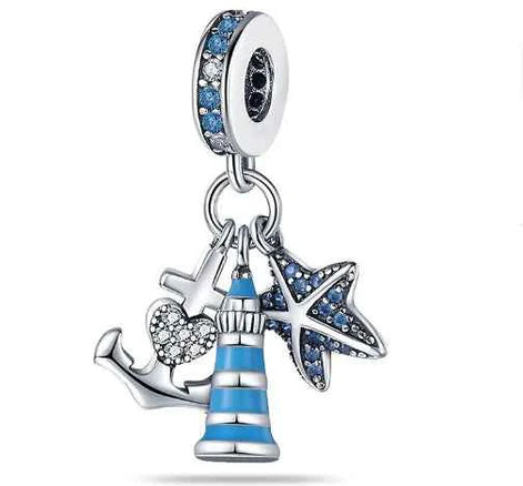 Ocean Blue Dolphin & Seahorse Pendant – DIY Jewelry Charms