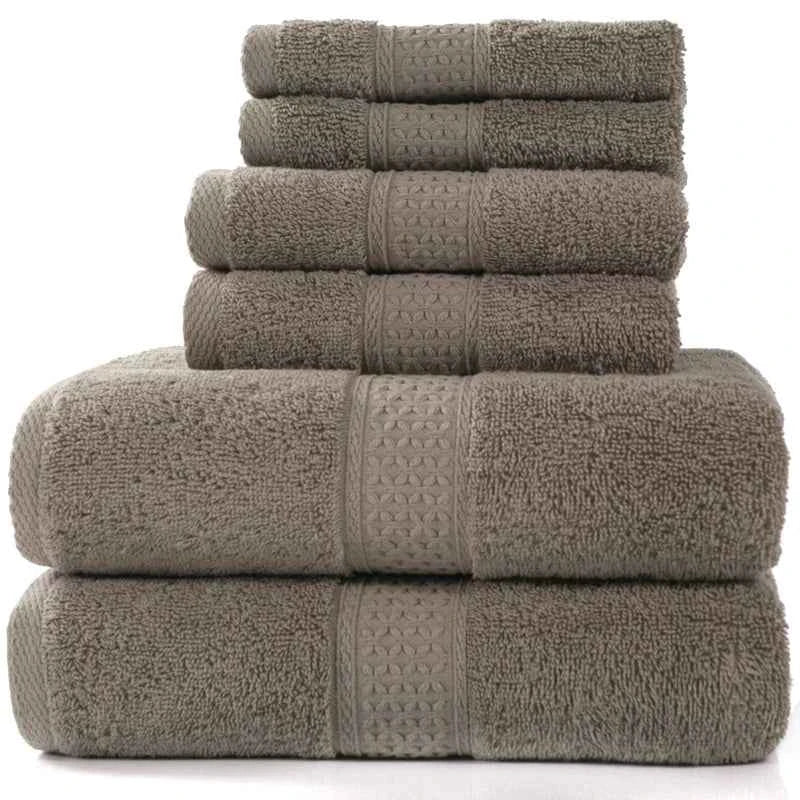 Cotton Absorbent Towel Set – 6-Piece Bath Towels, Hand Towels & Washcloths