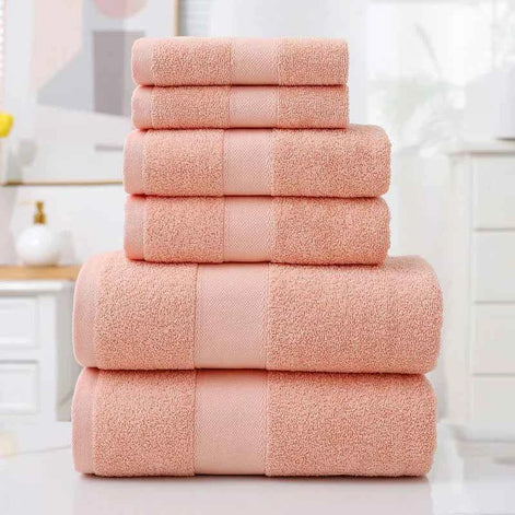 Cotton Absorbent Towel Set – 6-Piece Bath Towels, Hand Towels & Washcloths