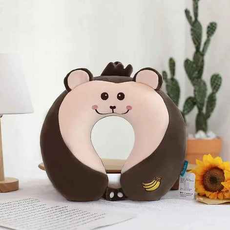 Cute U-Shaped Memory Foam Neck Pillow | Travel & Home Comfort Cushion with Animal Designs