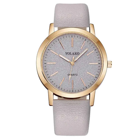 Women’s Glitter Leather Band Quartz Watch – Slim & Elegant Design