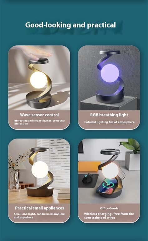 Rotating Moon Desk Lamp with Wireless Charging