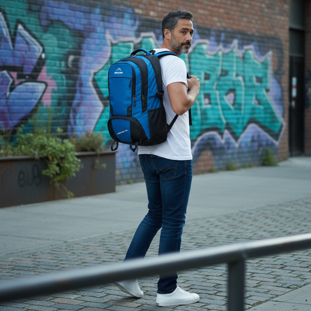 Outdoor Waterproof Backpack – Wear-Resistant Nylon, 15″ Laptop Compartment by Wave & Hang