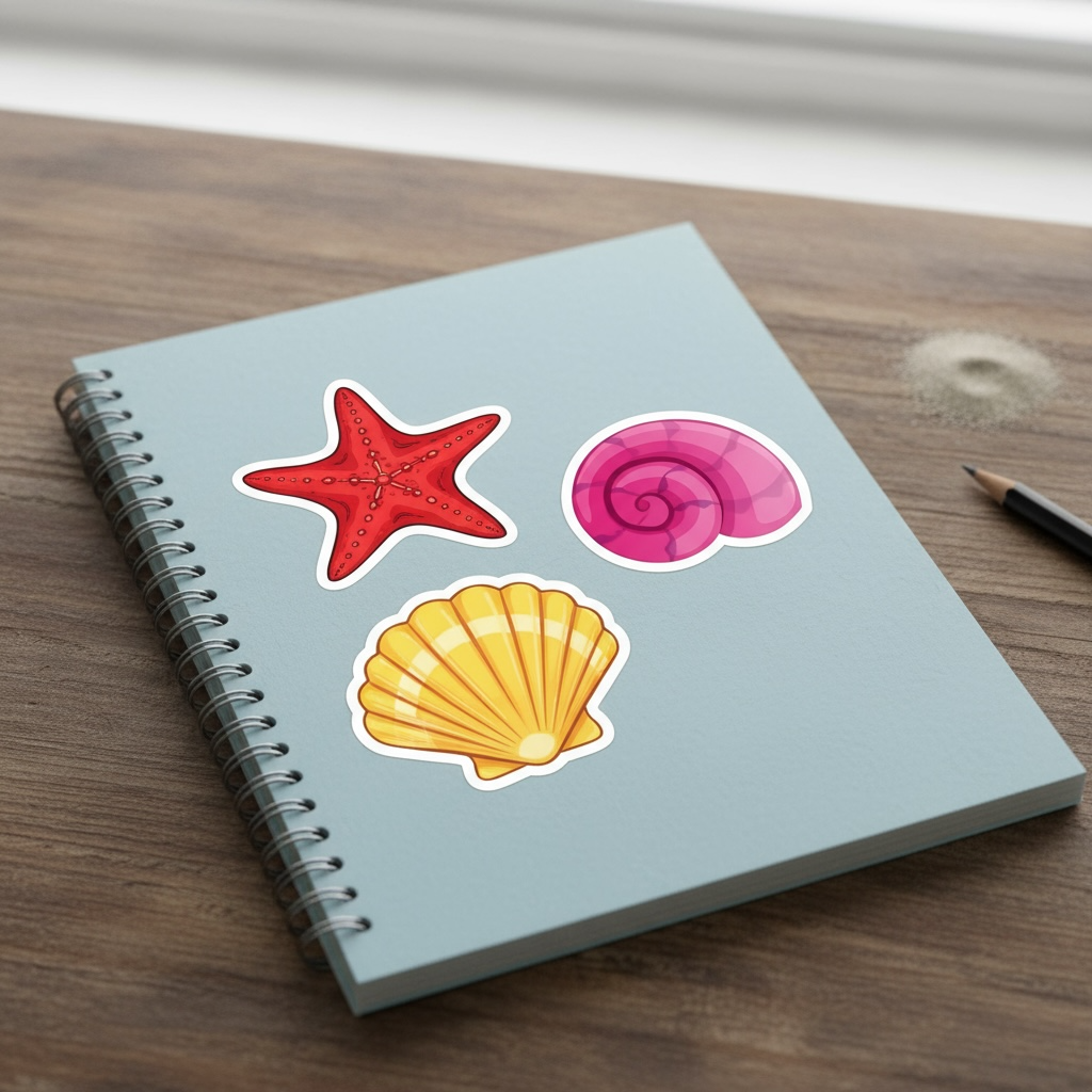 Waterproof Ocean Shell Stickers | 50 PCS Aesthetic Decals by Wave & Hang
