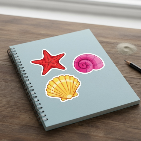 Waterproof Ocean Shell Stickers | 50 PCS Aesthetic Decals by Wave & Hang