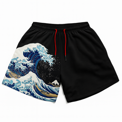 Anime Print Beach Shorts – Bold Style for Summer Fun! by Wave & Hang
