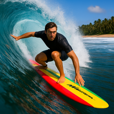 Wavestorm 8ft Soft Top Surfboard Rasta Edition Complete Package by Wave & Hang