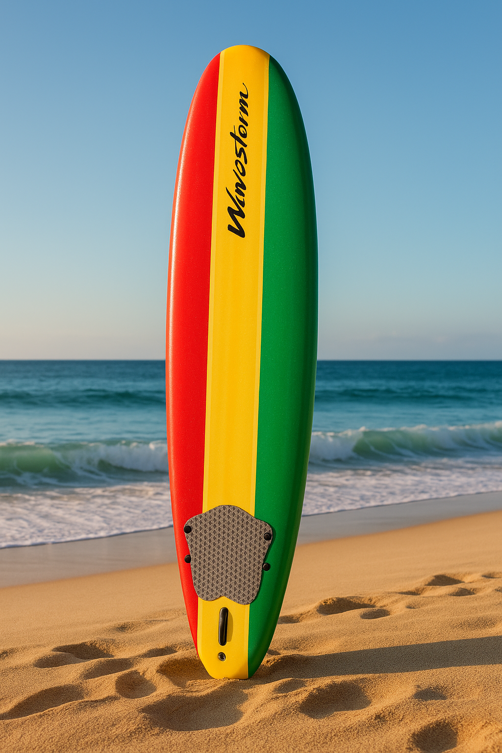 🌊 Wavestorm® 8ft Classic Soft Top Surfboard – Rasta Edition | Beginner Friendly