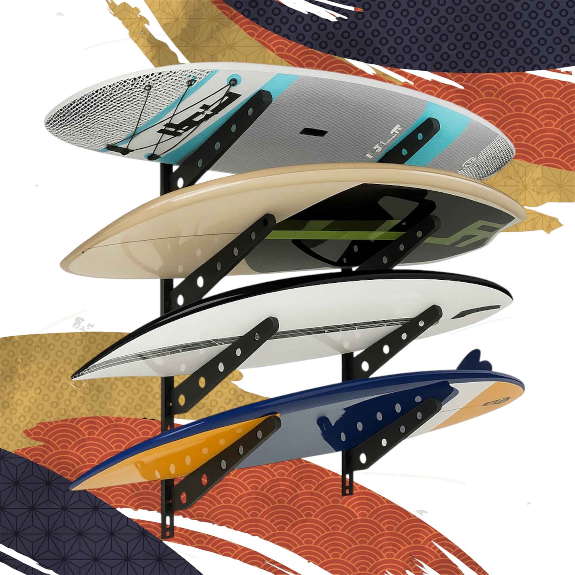 Neorexon™ Adjustable Surfboard Rack – Heavy-Duty Wall Mount for Surfboards, Paddle Boards & More