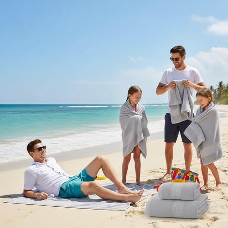 Milan Cotton Towel Set – Thick & Absorbent Bath Towels Combo by Wave & Hang