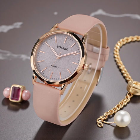 Women’s Glitter Leather Band Quartz Watch – Slim & Elegant Design by Wave & Hang