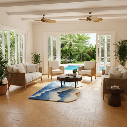 Blue Ocean Wave Bedside Blanket – Soft Coastal Style Rug/Throw