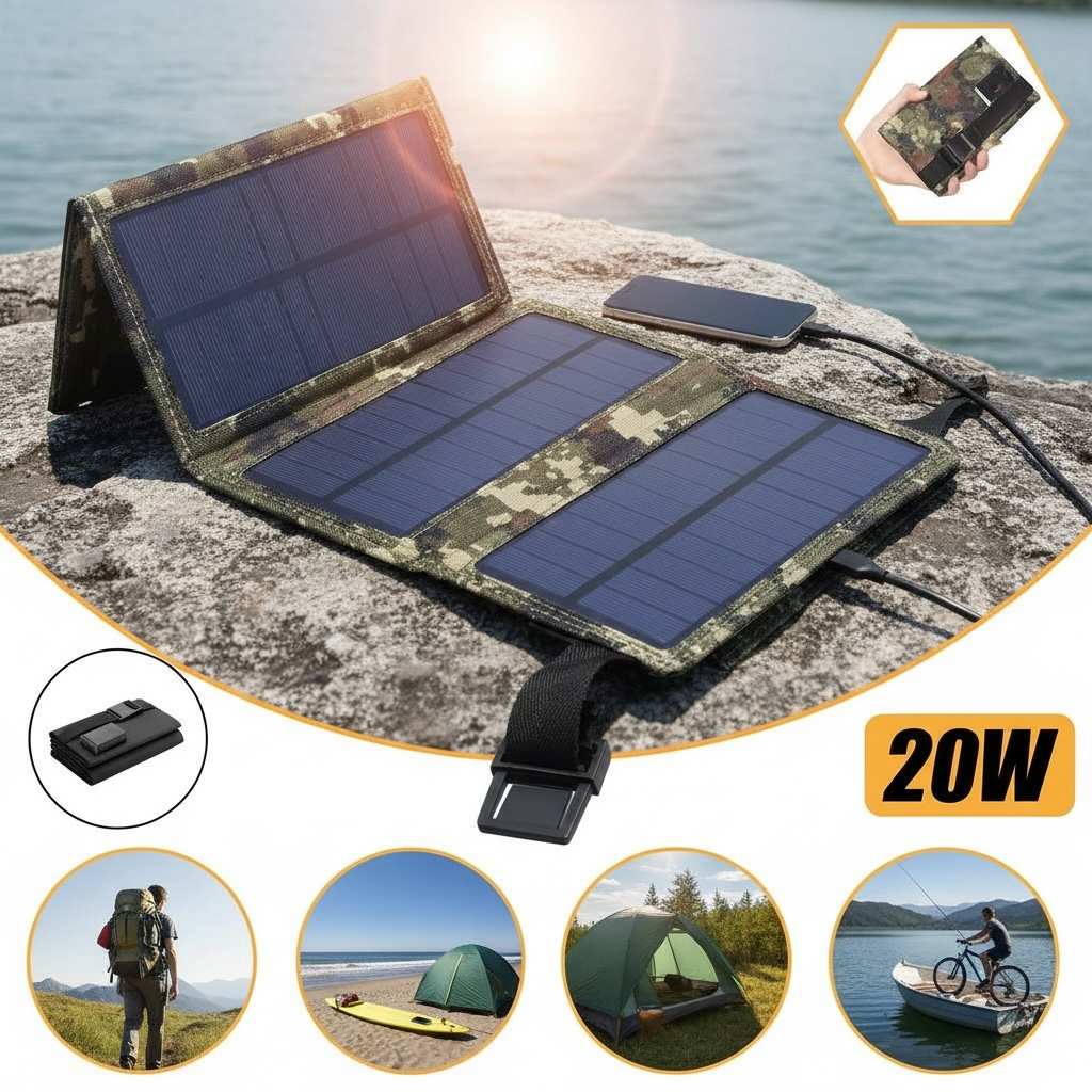 20W Solar USB Charger – Power Your Adventures Anywhere! by Wave & Hang