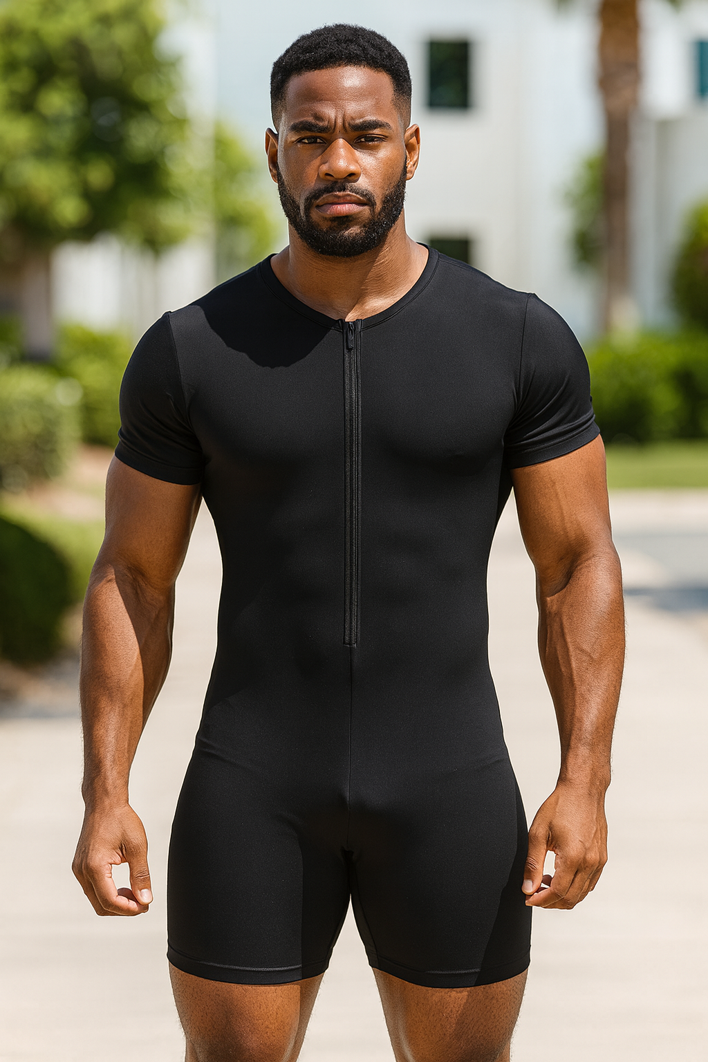 Men’s Short Sleeve Full Body Suit – Quick-Dry Compression Swimwear