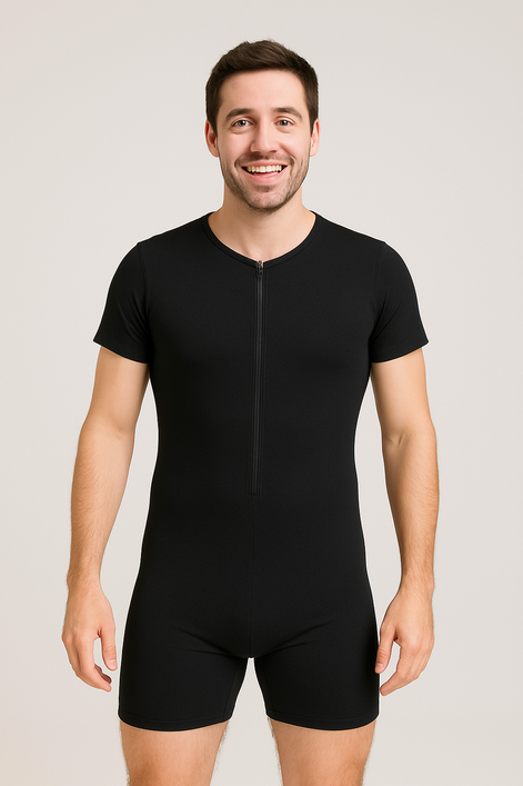 Men’s Short Sleeve Full Body Suit – Quick-Dry Compression Swimwear for Training & Water Sports