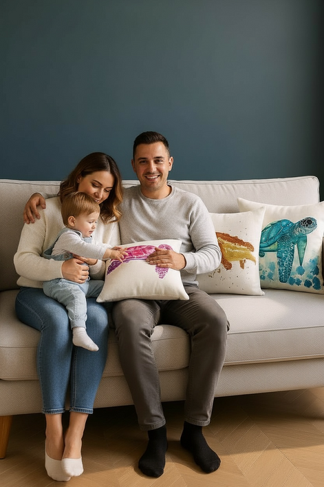 Ocean Turtle Cushion Cover – Decorative Sea-Inspired Pillow Case (4 Styles, 45x45 cm) by Wave & Hang