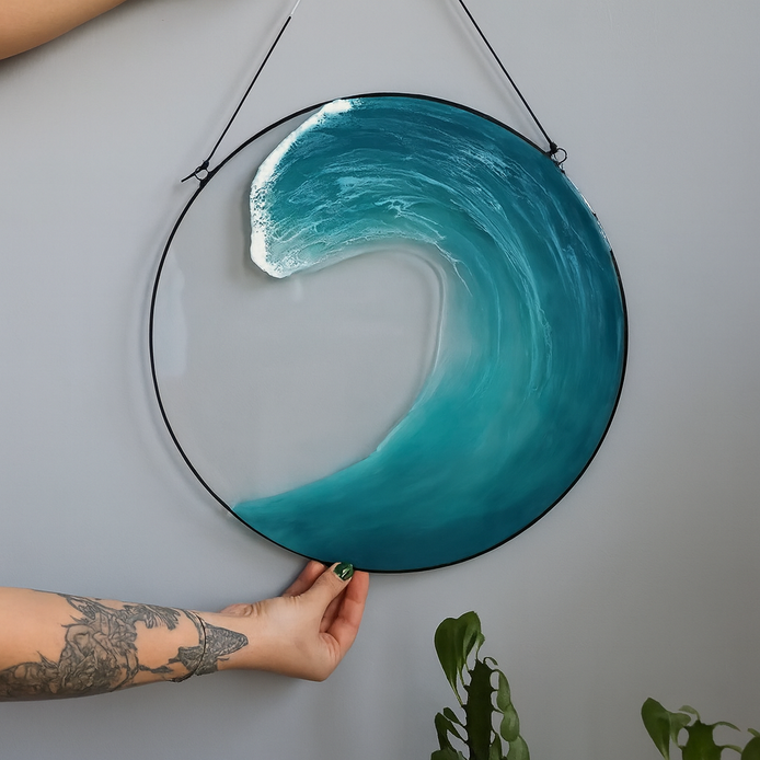 Ocean Wave Acrylic Wall Pendant – Coastal Wall Art & Serene Home Décor by Wave & Hang