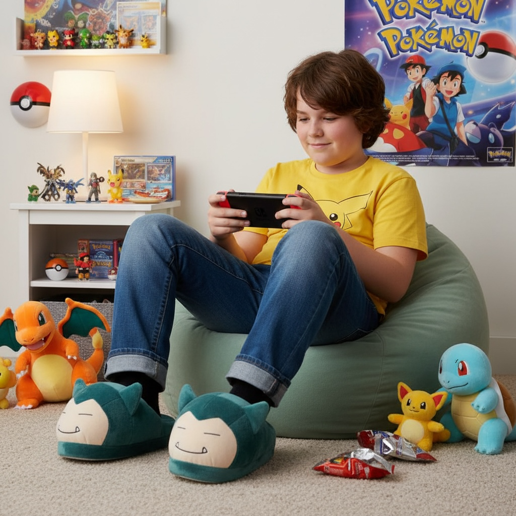 Pokémon Plush Slippers – Cozy Indoor Shoes Featuring Pikachu, Snorlax, Charmander & More by Wave & Hang