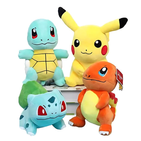 Pokémon Plush Toys – Pikachu, Charmander, Bulbasaur & Squirtle (20cm Collectibles) by Wave & Hang