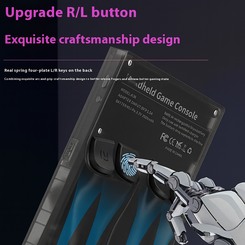 K36 Retro Handheld Game Console – 3.5” IPS Display, 64GB, 3200mAh, Type-C | Portable Classic Gaming (Black/White/Purple) by Wave & Hang