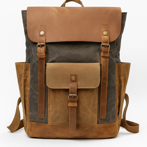 Vintage Canvas Backpack Waterproof Shockproof Travel Bag by Wave & Hang