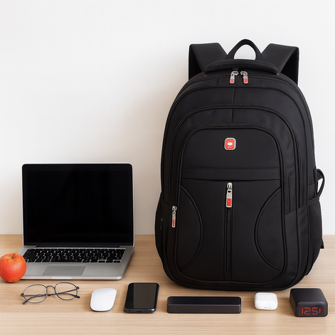 Sleek Black Laptop Backpack – Durable, Waterproof & Multi-Purpose by Wave & Hang