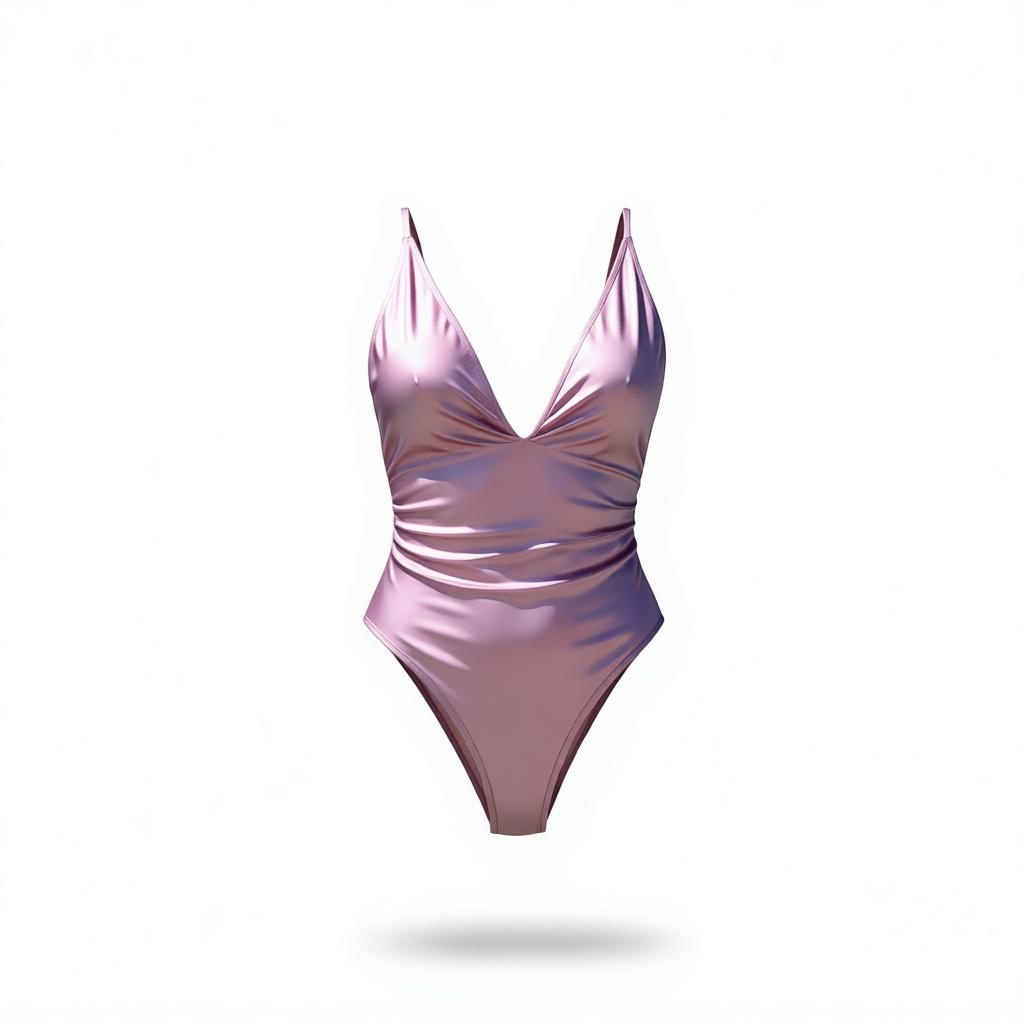 Elegant Deep-V Swimsuit by [Brand Name] | Pink & Gold Elegance