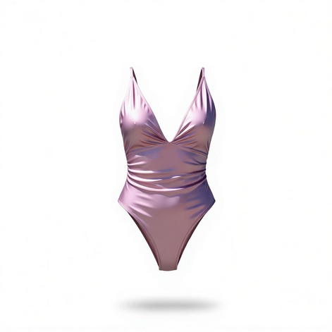 Elegant Deep-V Swimsuit by [Brand Name] | Pink & Gold Elegance