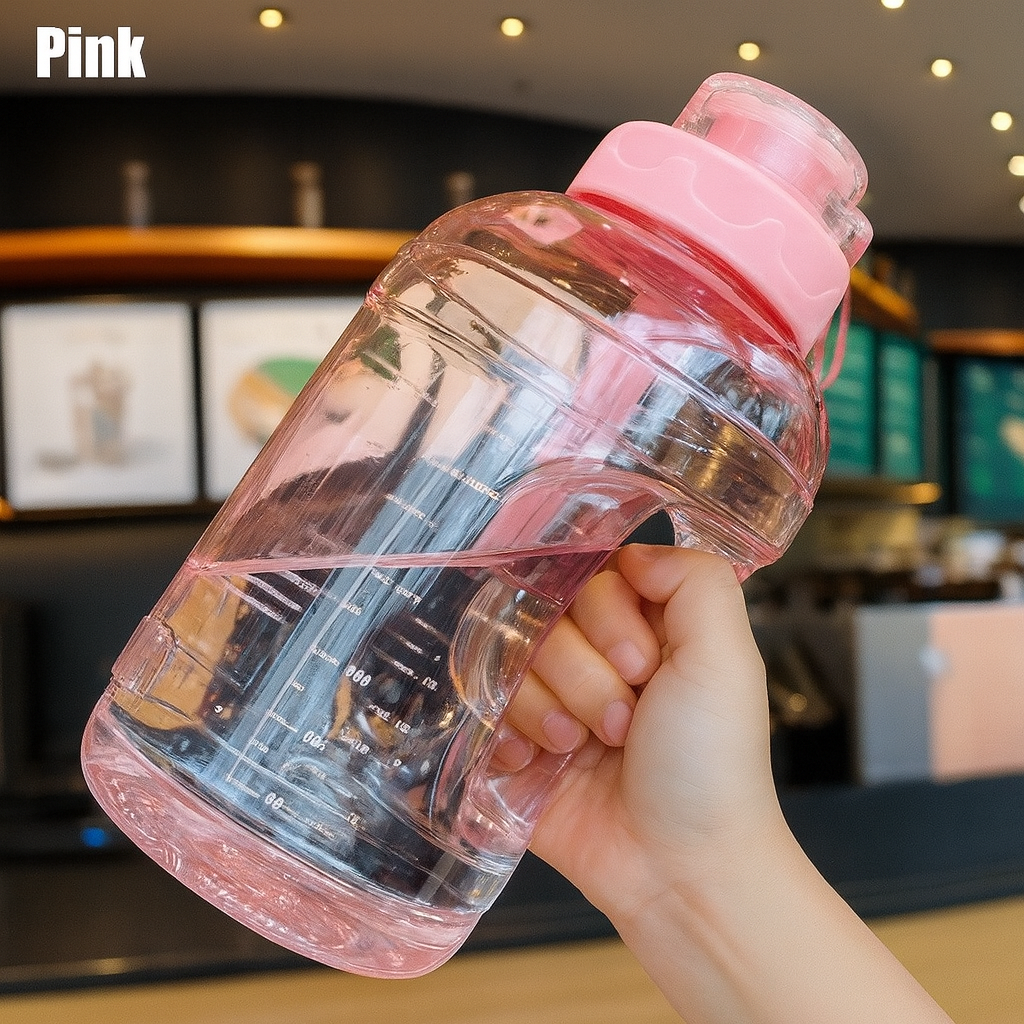 1500ml Transparent Sports Water Bottle with Handle – Leak-Proof, Portable, Large Capacity