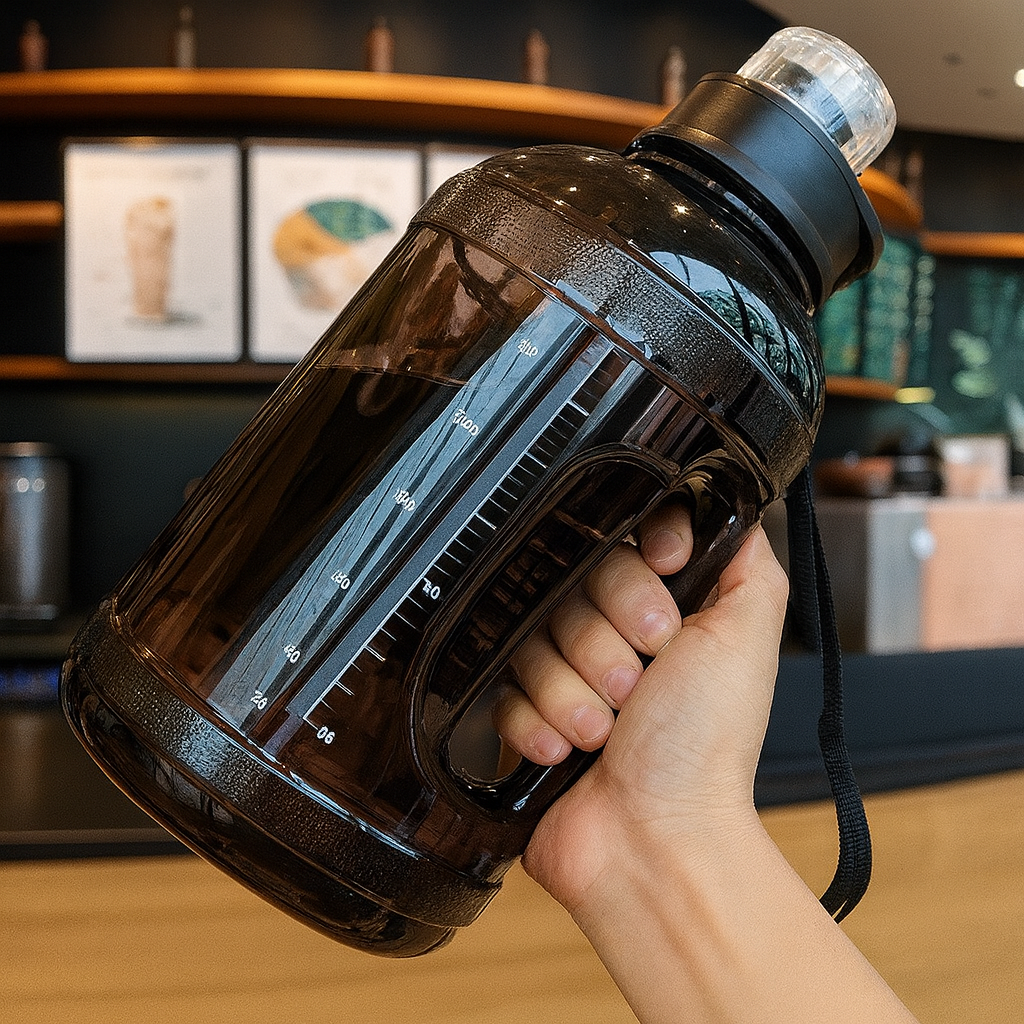 1500ml Transparent Sports Water Bottle with Handle – Leak-Proof, Portable, Large Capacity