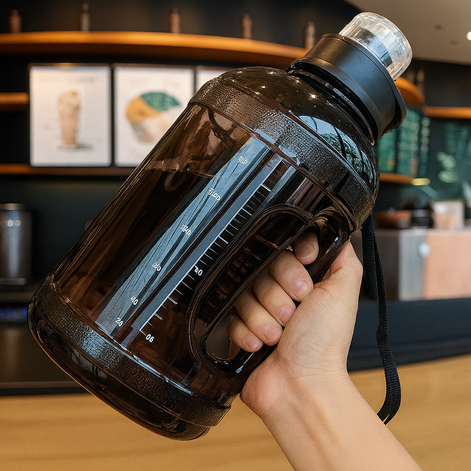 1500ml Transparent Sports Water Bottle with Handle – Leak-Proof, Portable, Large Capacity