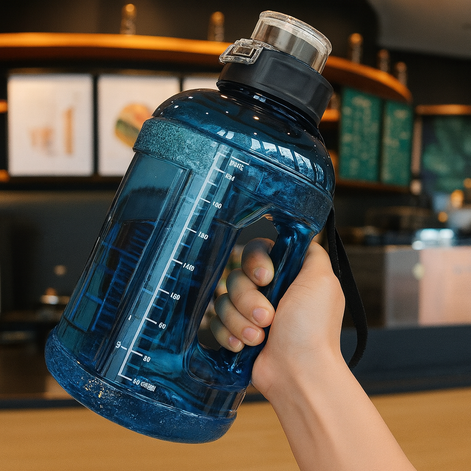 1500ml Transparent Sports Water Bottle with Handle – Leak-Proof, Portable, Large Capacity