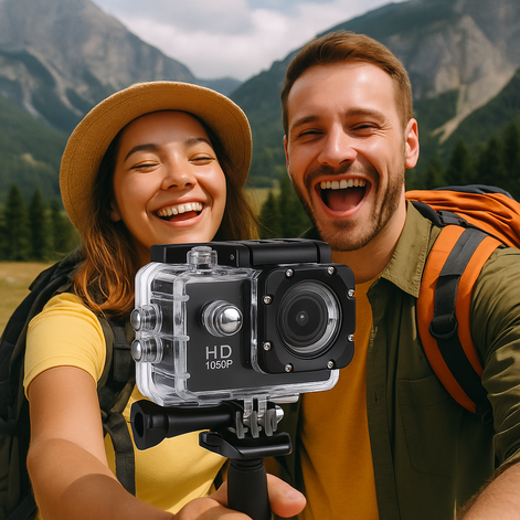 1080p Waterproof Sports Action Camera with HD Recording & Underwater Housing
