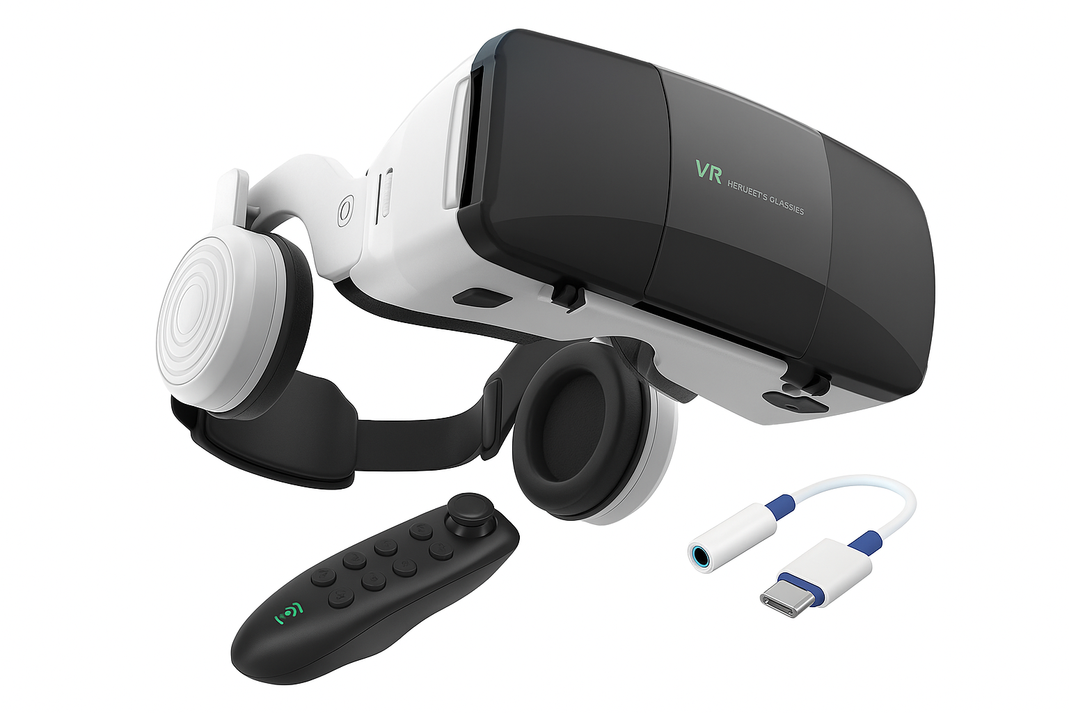 3D VR Smart Glasses – Virtual Reality Headset with Controller & Headphones for iPhone & Android (4.7–7.8”) | HD Eye-Protected 90° FOV VR Goggles