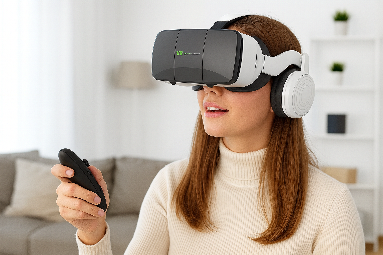 3D VR Smart Glasses – Virtual Reality Headset with Controller & Headphones for iPhone & Android (4.7–7.8”) | HD Eye-Protected 90° FOV VR Goggles