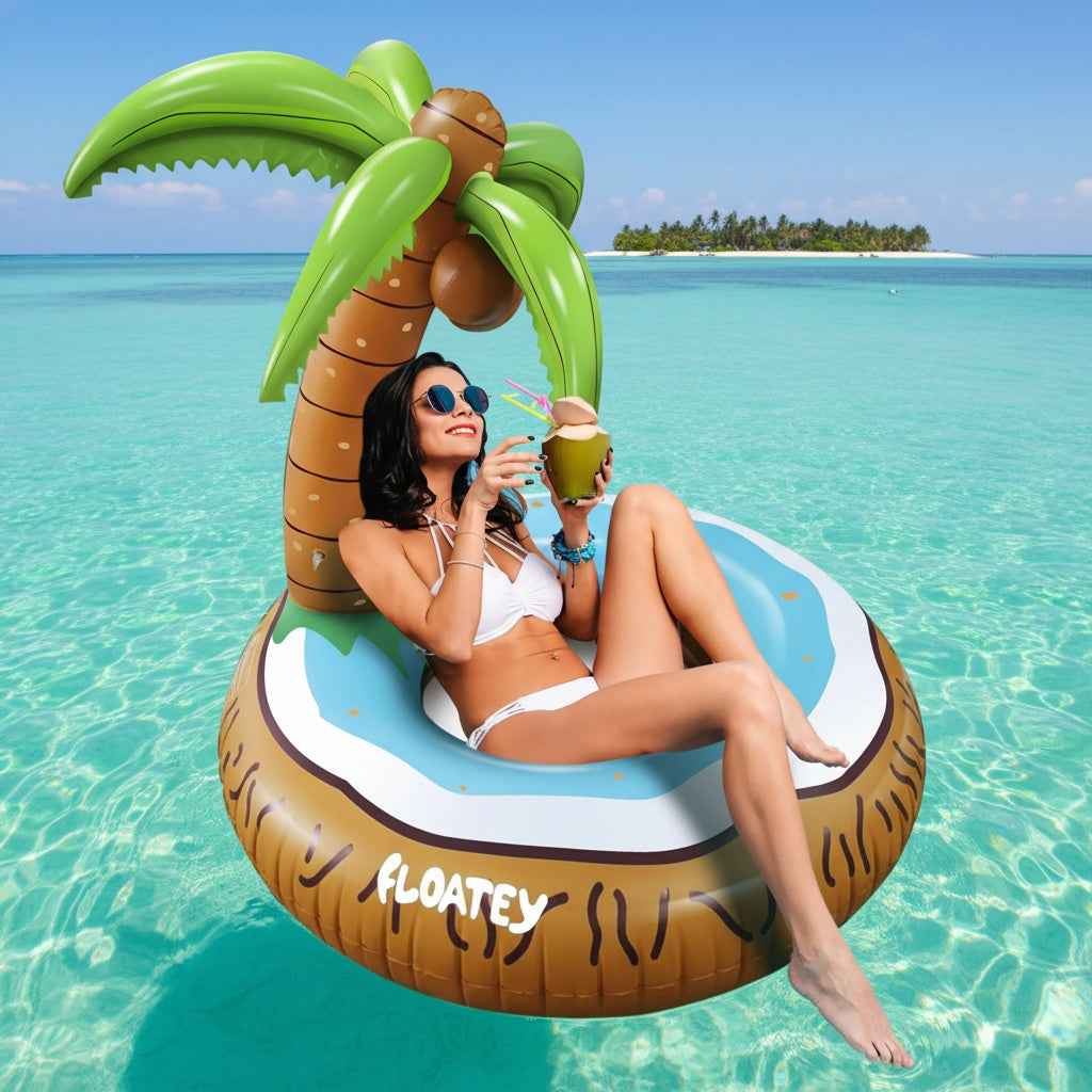 Floatay Tropical Palm Tree Pool Float – Extra Large Inflatable Coconut Tree Lounger for Adults | Funny Island Float for Pool Parties, Beach, or Luau Decor (48 Inches)