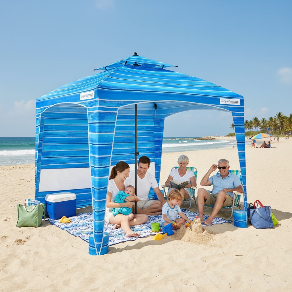 Easy Go Cabana: Beach Blue Outdoor Shade for Ultimate Comfort