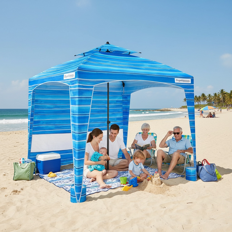 Easy Go Cabana: Beach Blue Outdoor Shade for Ultimate Comfort