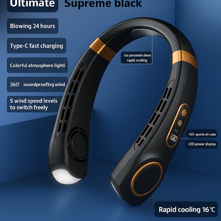 Portable USB Neck Fan – Hands-Free Rechargeable Cooling Device
