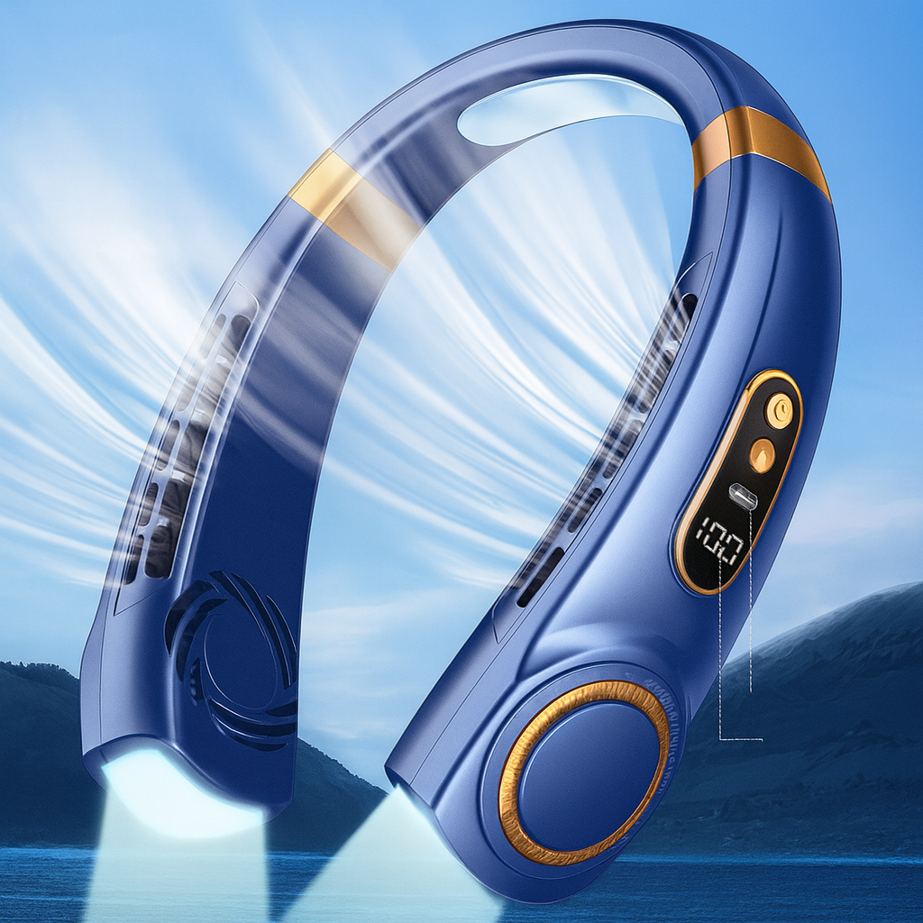 Portable USB Neck Fan – Hands-Free Rechargeable Cooling Device