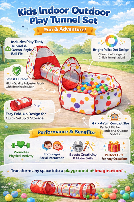Kids Playzone - Indoor Outdoor Tunnel Set for Imaginative Fun