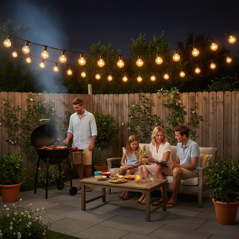25FT All-Weather Waterproof LED String Lights – Durable Outdoor Patio & Garden Decor
