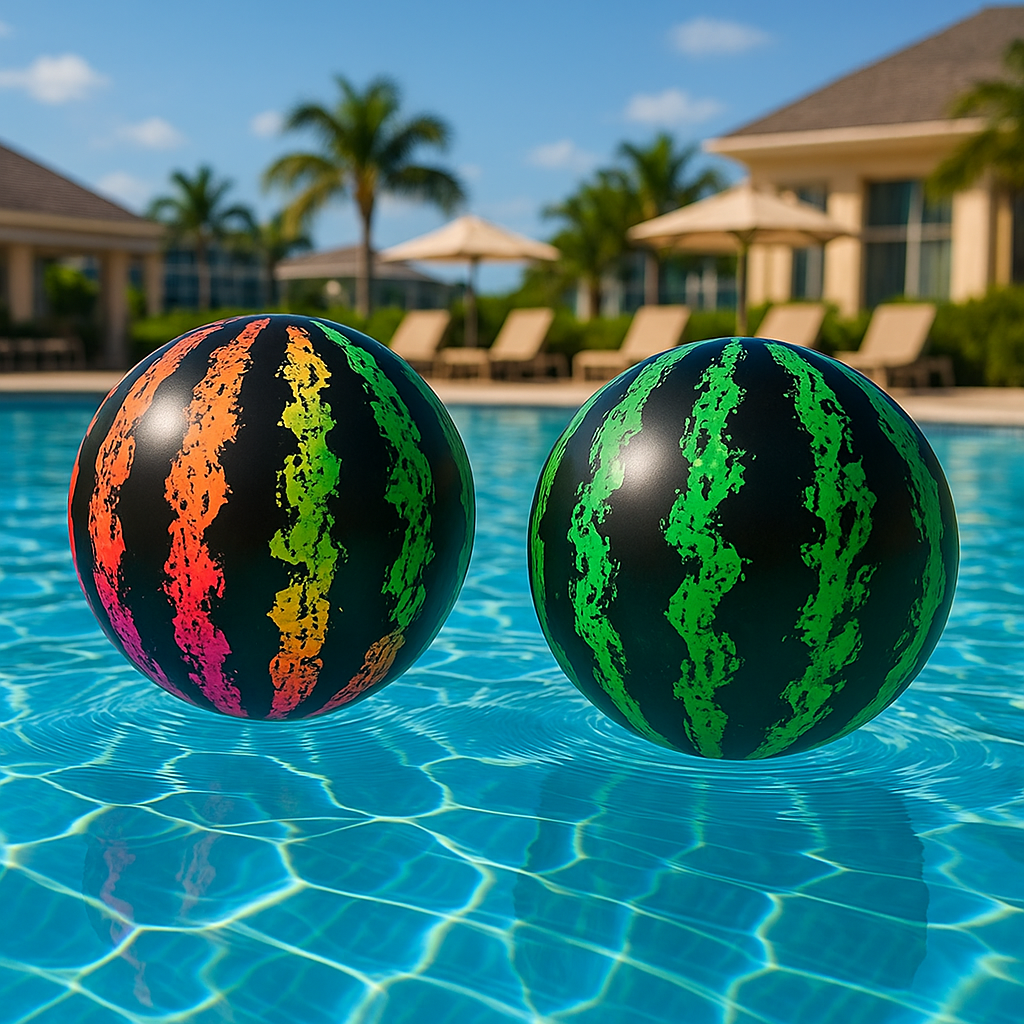 20cm Rainbow Watermelon Ball – Inflatable Beach Toy for Kids & Adults (Durable PVC, Vibrant Summer Colors)