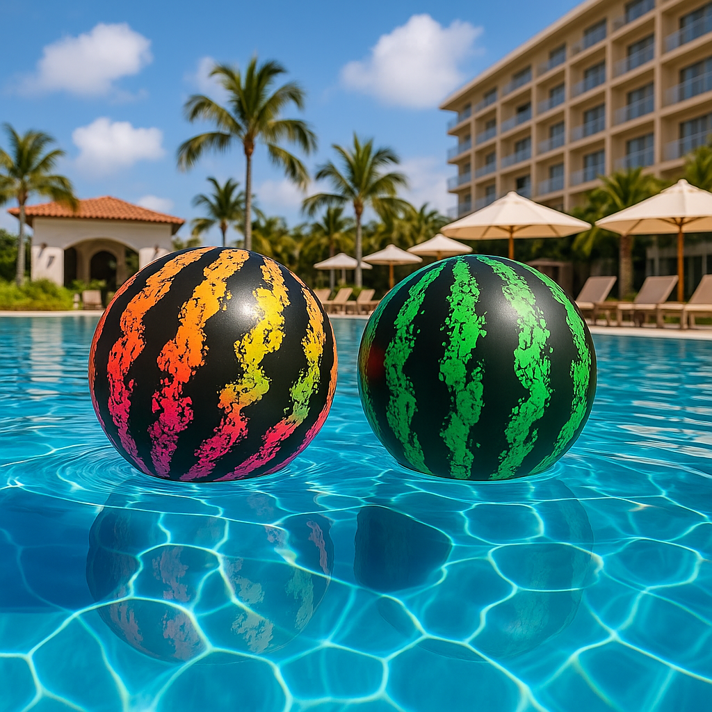 20cm Rainbow Watermelon Ball – Inflatable Beach Toy for Kids & Adults (Durable PVC, Vibrant Summer Colors)