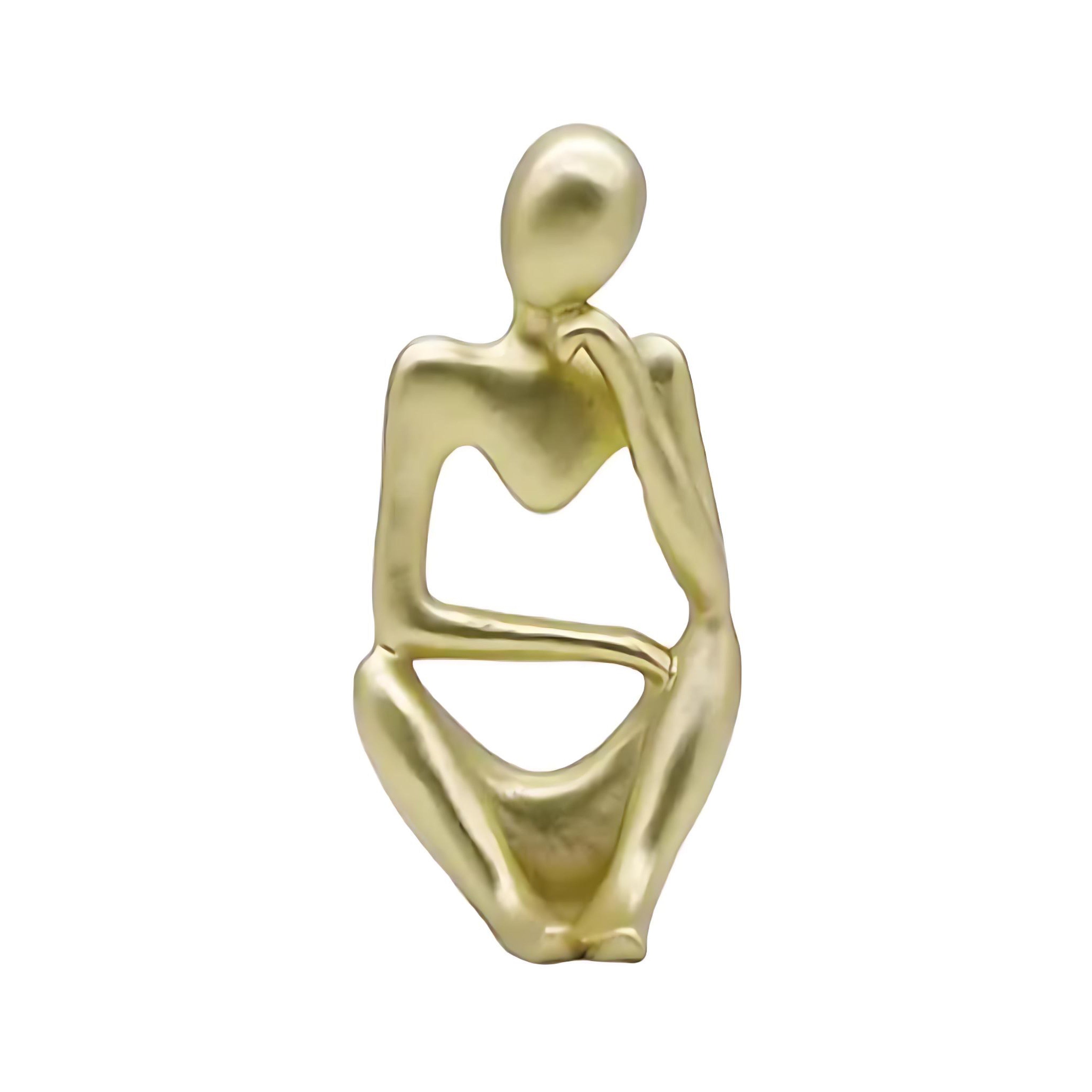 Abstract Thinker Resin Sculpture – Modern Minimalist Decorative Art in Black, White & Gold