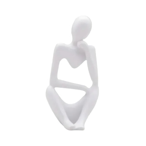 Abstract Thinker Resin Sculpture – Modern Minimalist Decorative Art in Black, White & Gold