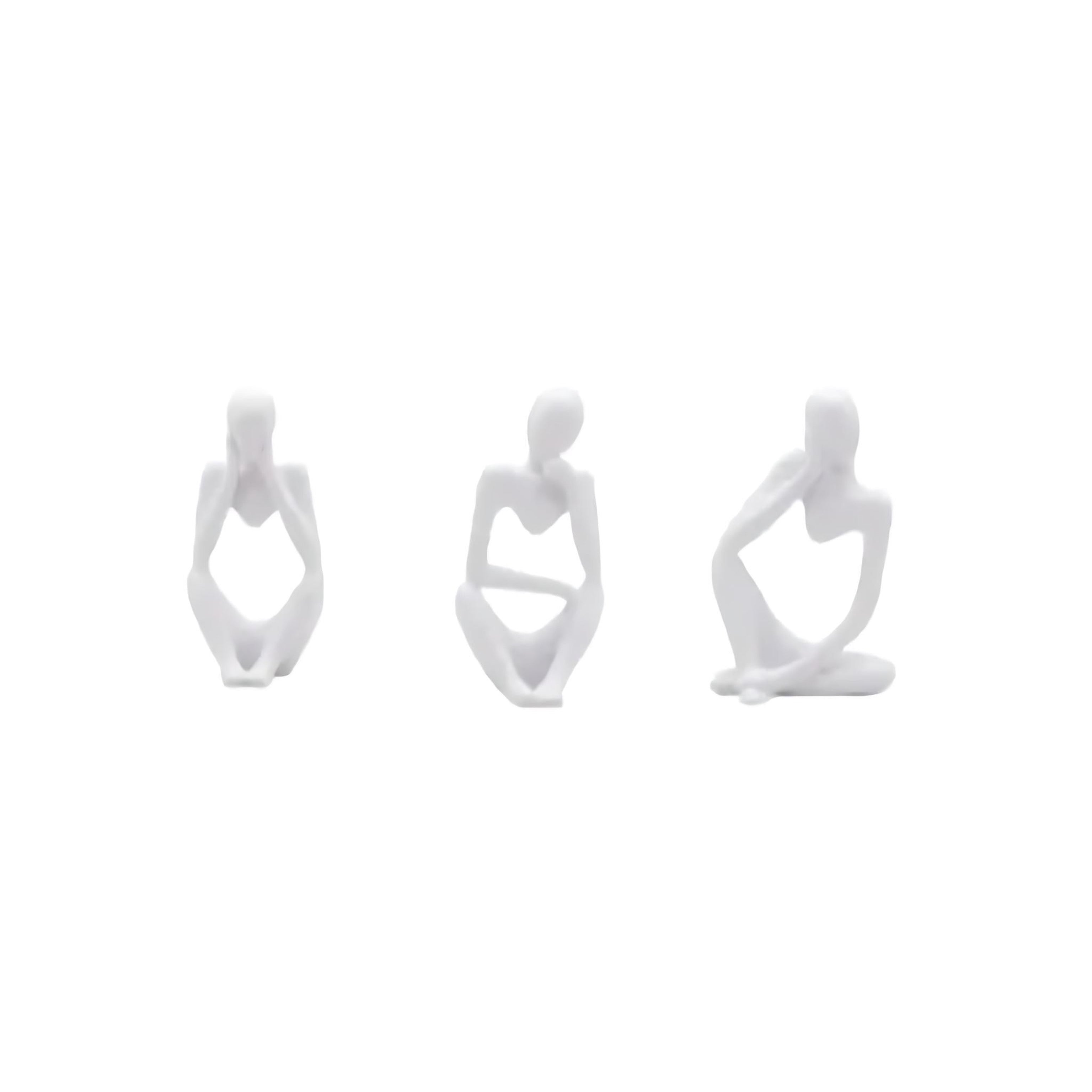 Abstract Thinker Resin Sculpture – Modern Minimalist Decorative Art in Black, White & Gold
