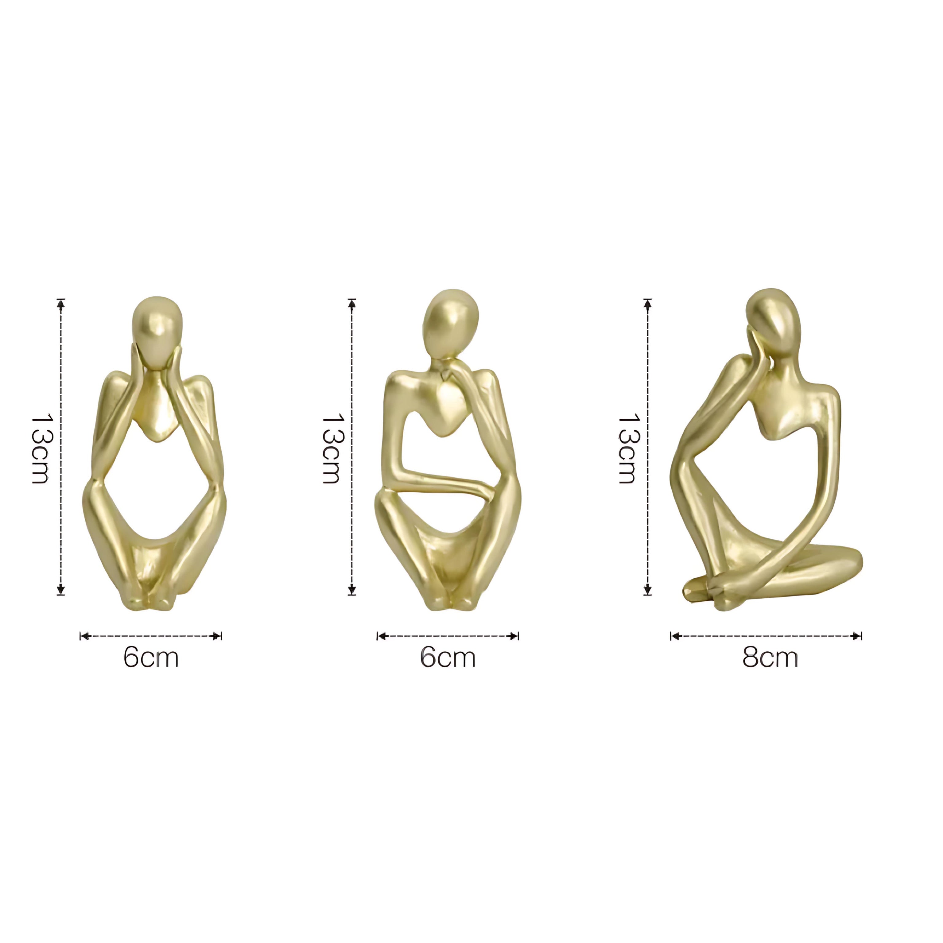 Abstract Thinker Resin Sculpture – Modern Minimalist Decorative Art in Black, White & Gold