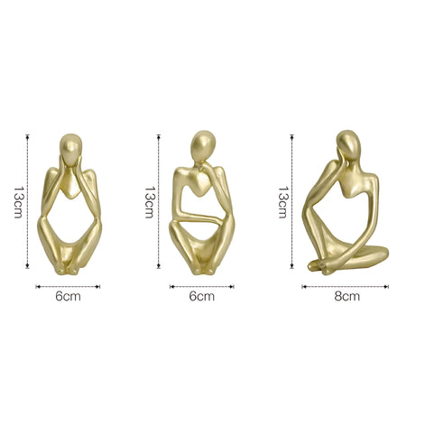 Abstract Thinker Resin Sculpture – Modern Minimalist Decorative Art in Black, White & Gold